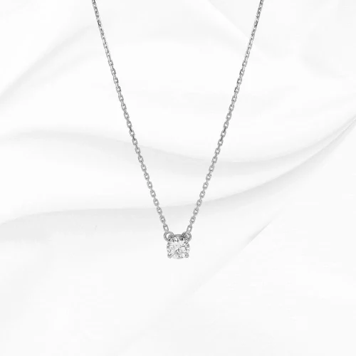 Collier diamant de synthèse, 0.30ct, en Or Blanc 750/000, L'Etabli du Bijoutier