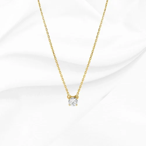 Collier diamant de synthèse, 0.30ct, en Or Jaune 750/000, L'Etabli du Bijoutier