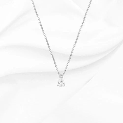 Collier diamant de synthèse forme poire, 0.50ct, en Or Blanc 750/000, L'Etabli du Bijoutier