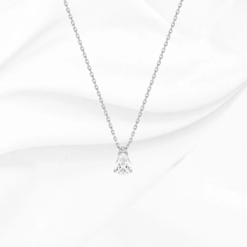 Collier diamant de synthèse forme poire, 0.70ct, en Or Blanc 750/000, L'Etabli du Bijoutier