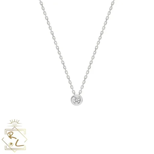 Collier diamant, 0.04ct, en or blanc 18k, serti clos, Solara, L'Etabli du Bijoutier, Haguenau