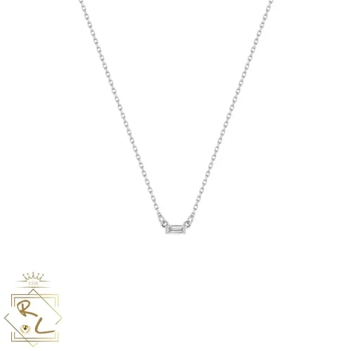 Collier diamant baguette, 0.05ct, en or blanc 18k, Linéa, L'Etabli du Bijoutier, Haguenau