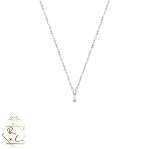 Collier diamant baguette, 0.05ct, en or blanc 18k, Lunéa, L'Etabli du Bijoutier, Haguenau