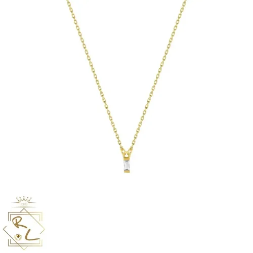 Collier diamant baguette, 0.05ct, en or jaune 18k, Lunéa, L'Etabli du Bijoutier, Haguenau