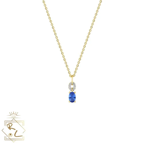 Collier en or jaune 750/000 pendentif saphir et diamants, L'Etabli du Bijoutier, Haguenau