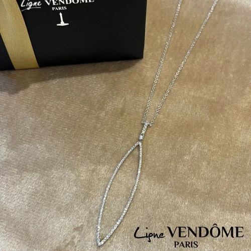 Collier navette en Or Blanc 18k Ligne Vendôme, L'Etabli du Bijoutier