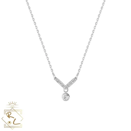 Collier pendentif forme V, diamants, or blanc 18k, Venezia 1, L'Etabli du Bijoutier, Haguenau