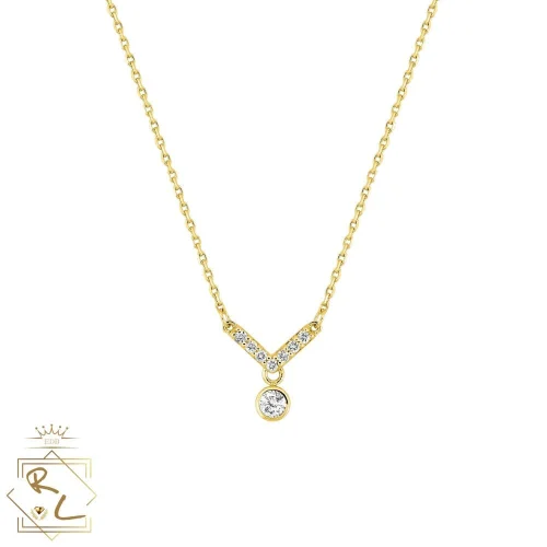 Collier pendentif forme V, diamants, or jaune 18k, Venezia 1, L'Etabli du Bijoutier, Haguenau