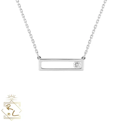 Collier pendentif rectangulaire en or blanc 750/000 et diamants, Nova 2, L'Etabli du Bijoutier, Haguenau