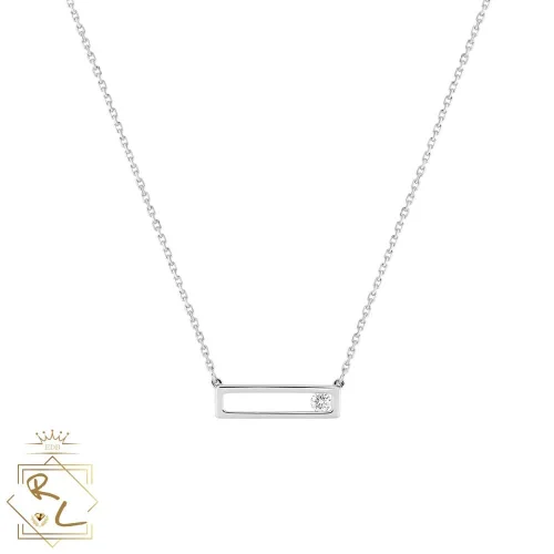 Collier pendentif rectangulaire en or blanc 750/000 et diamants, Nova 2, L'Etabli du Bijoutier, Haguenau