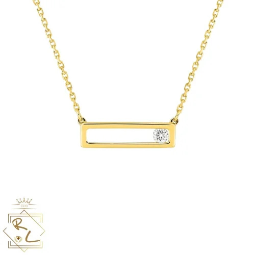 Collier pendentif rectangulaire en or jaune 750/000 et diamants, Nova 2, L'Etabli du Bijoutier, Haguenau