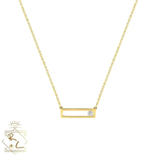 Collier pendentif rectangulaire en or jaune 750/000 et diamants, Nova 2, L'Etabli du Bijoutier, Haguenau