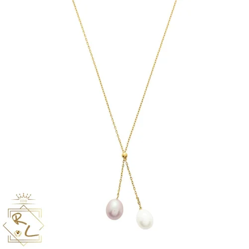 Collier en or jaune 750/000 perle rose et perle blanche, Twinia, L'Etabli du Bijoutier, Haguenau