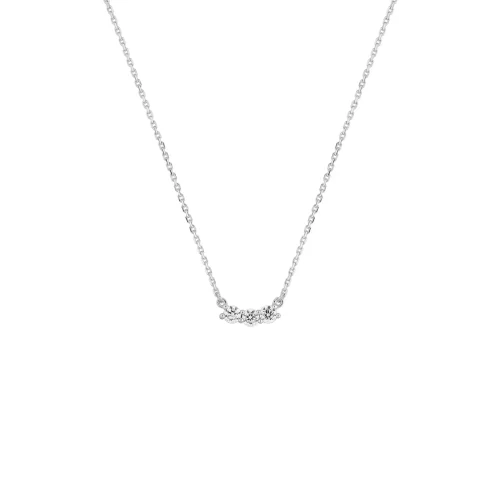 Collier trilogie diamants, 0.25ct, en or blanc 18k, Luna, avec au choix : diamants naturels ou diamants de synthèse. L'Etabli du Bijoutier Haguenau