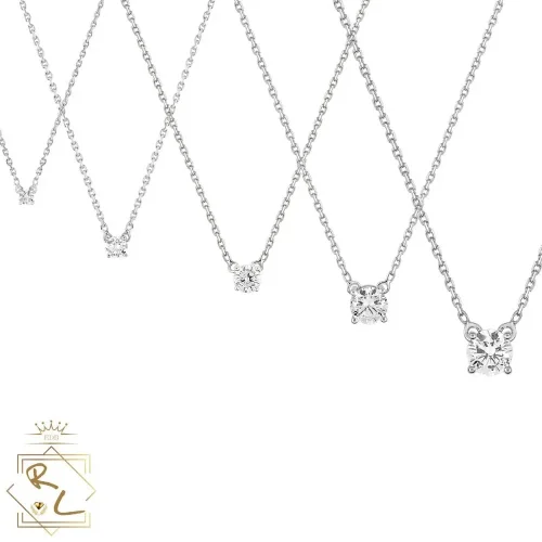 Colliers diamant, 0.10ct, 0.15ct, 0.20ct, 0.30ct ou 0.40ct, en or blanc 18k, serti griffes, Luxée, L'Etabli du Bijoutier, Haguenau