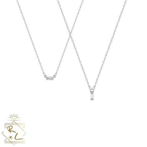 Colliers diamant baguette, 0.05ct, en or blanc 18k, Lunéa et Linéa, L'Etabli du Bijoutier, Haguenau