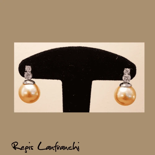 Création sur mesure de boucles d'oreilles perles jaunes et diamants