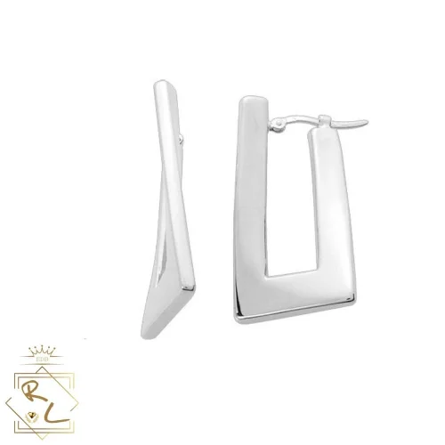 Créoles rectangulaires en Or Blanc 750/000, L'Etabli du bijoutier, Haguenau