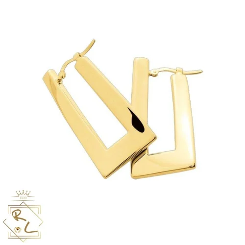 Créoles rectangulaires en Or Jaune 750/000, L'Etabli du bijoutier, Haguenau