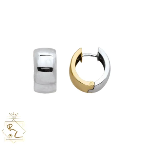 Créoles bicolores et réversibles en Or 750/000 Jaune et Blanc, L'Etabli du bijoutier, Haguenau