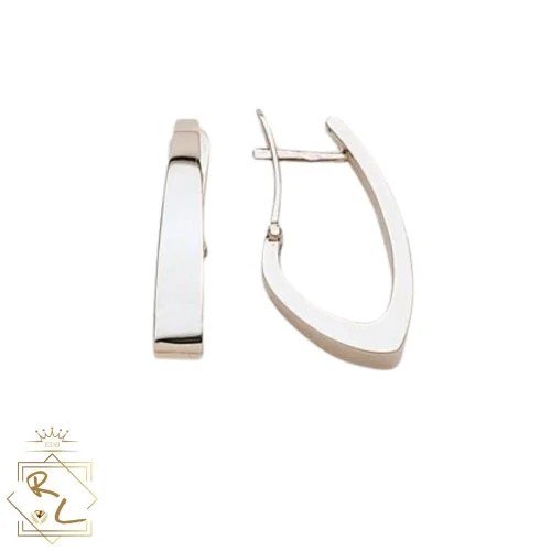 Créoles design géométrique en Or Blanc 750/000, L'Etabli du bijoutier, Haguenau