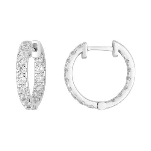 Créoles diamants 0.42ct en or blanc 18k, Célia, L'Etabli du Bijoutier, Haguenau