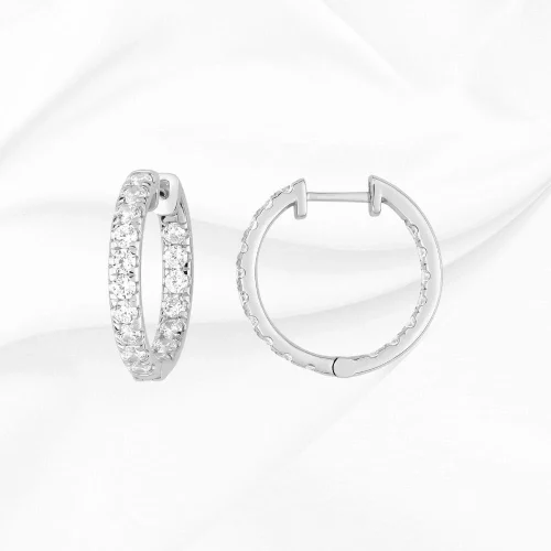 Créoles diamants de synthèse 1.50ct, en Or Blanc 750/000, L'Etabli du Bijoutier