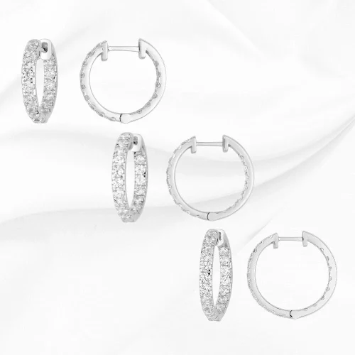 Créoles diamants de synthèse, en Or Blanc 750/000, L'Etabli du Bijoutier