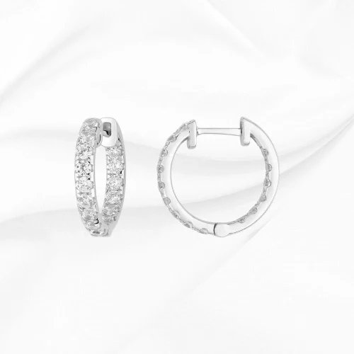 Créoles diamants de synthèse 1ct, en Or Blanc 750/000, L'Etabli du Bijoutier