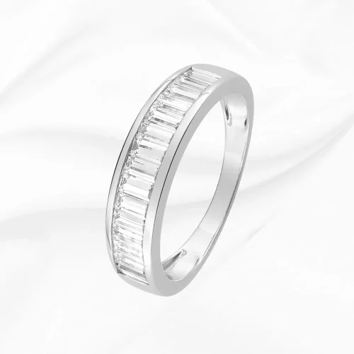 Demi alliance diamants baguettes, 0.91ct, en Or Blanc 750/000, L'Etabli du Bijoutier