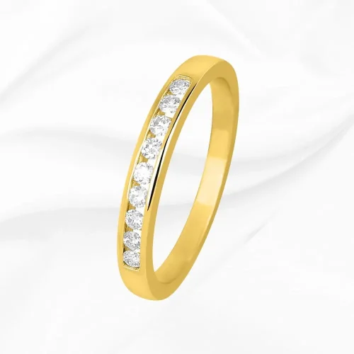 Demi alliance femme en or jaune 750/000 et diamants naturels, L'Etabli du Bijoutier