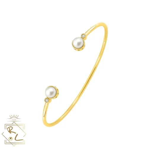 Jonc perles de culture et diamants en or jaune 750/000, Aurora, L'Etabli du Bijoutier, Haguenau