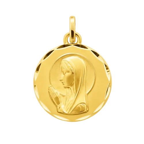 Médaille vierge marie en or jaune contour ciselé, L'Etabli du Bijoutier, Haguenau