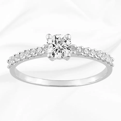 Solitaire accompagné en or blanc 18k pas cher, L'Etabli du Bijoutier