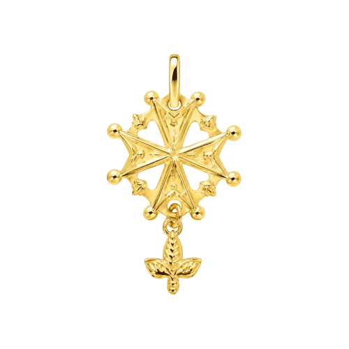 Pendentif croix huguenote traditionnelle en or jaune 18k, Idée cadeau de communion, confirmation, L'Etabli du Bijoutier, Haguenau.