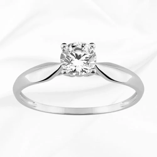 Solitaire 4 griffes en or blanc 18k et zirconium, L'Etabli du Bijoutier