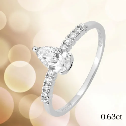 Solitaire accompagne diamant poire en or blanc 18k, 0.63ct, Ava 1, L'Etabli du Bijoutier, Haguenau