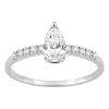 Solitaire accompagné diamant poire en or blanc 18k, 0.63ct, Ava, L'Etabli du Bijoutier, Haguenau