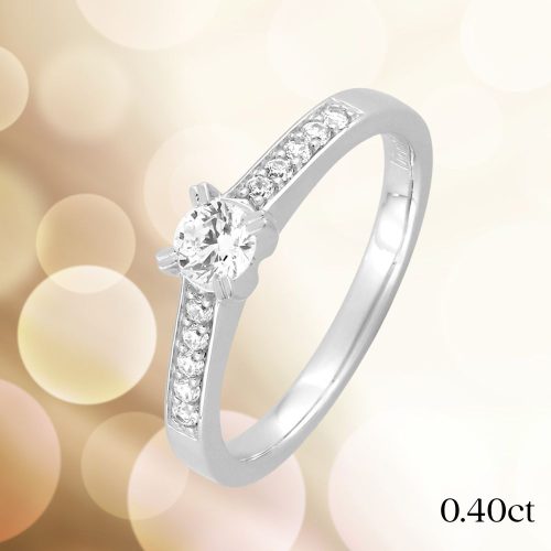 Solitaire accompagne en Or 750/000 Blanc, diamants de synthèse 0.40ct, Chloé, L'Etabli du Bijoutier