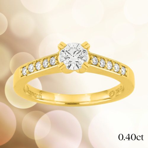 Solitaire accompagne en Or 750/000 Jaune, diamants de synthèse 0.40ct, Chloé, L'Etabli du Bijoutier