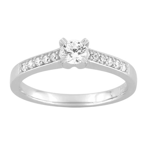 Solitaire accompagne en or blanc 750/000, 0.40ct, Chloe, L'Etabli du Bijoutier, Haguenau
