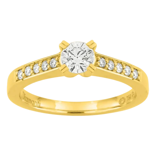 Solitaire accompagne en or jaune 750/000, 0.40ct, Chloe, L'Etabli du Bijoutier, Haguenau