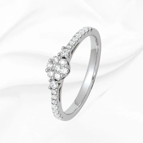 Solitaire accompagne serti illusion en diamants 0.38ct en Or Blanc 18k, L'Etabli du Bijoutier