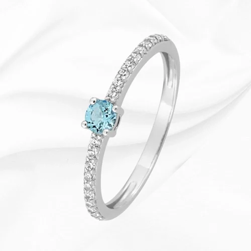 Solitaire accompagne topaze et zirconiums en Or Blanc 750/000, L'Etabli du Bijoutier