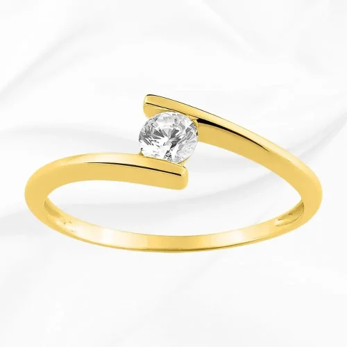 Solitaire décalé en or jaune 18k pas cher, L'Etabli du Bijoutier