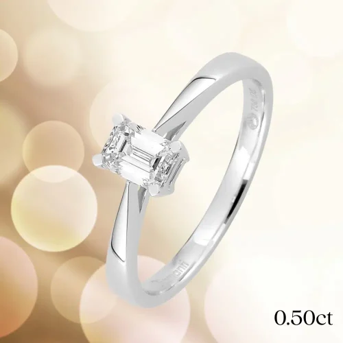 Solitaire diamant taille émeraude en or blanc 18k, 0.50ct, Emy, L'Etabli du Bijoutier, Haguenau