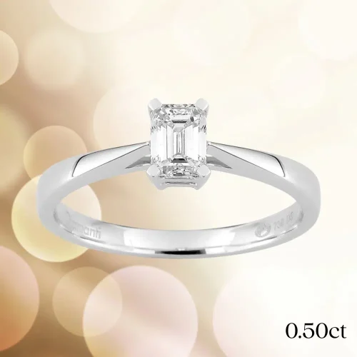 Solitaire diamant taille émeraude en or blanc 18k, 0.50ct, Emy, L'Etabli du Bijoutier, Haguenau