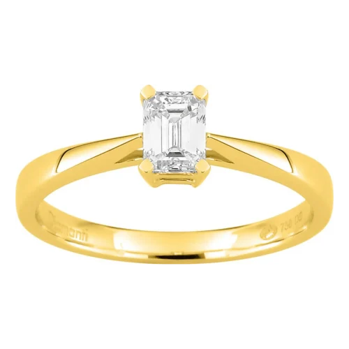 Solitaire diamant taille émeraude en or jaune 18k, 0.50ct, Emy, L'Etabli du Bijoutier, Haguenau