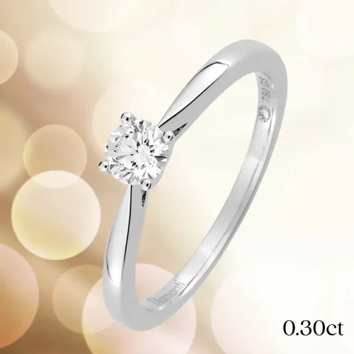 Solitaire en or blanc 18k, diamant naturel ou synthèse, 0.30ct, L'Etabli du Bijoutier, Haguenau