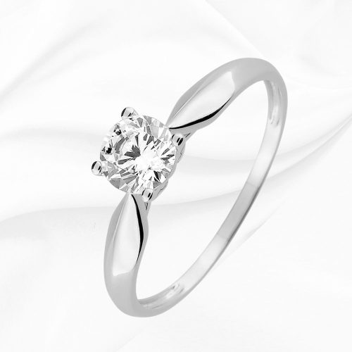 Solitaire en or blanc 375/000 et oxyde de zirconium, 5mm, Celeste n°2, L'Etabli du Bijoutier, Haguenau